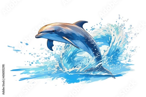 Fotobehang dolphin jumping in water
