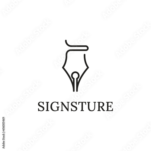 simple elegant pen logo vector line