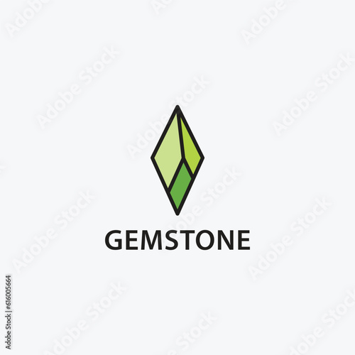 Beautiful gemstone logo vector illustration color green.