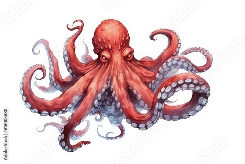 Octopus with Tentacles in Motion illustration on white background.
