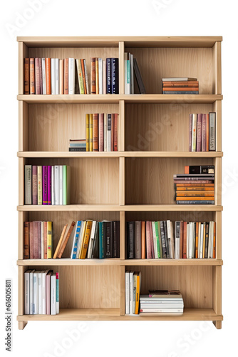 bookshelf isolated on a transparent background, generative ai