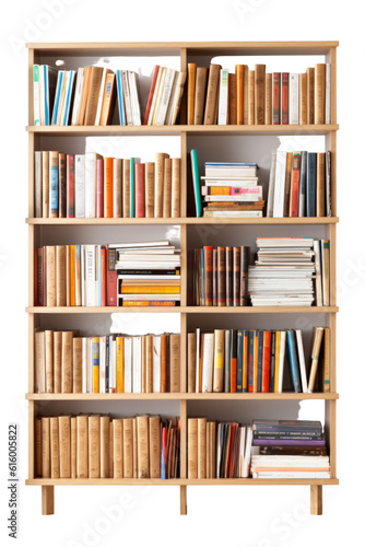 bookshelf isolated on a transparent background, generative ai