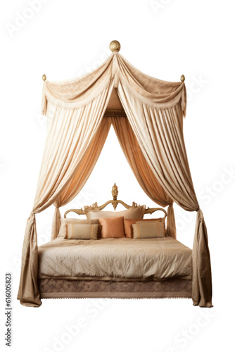 canopy bed isolated on a transparent background, generative ai