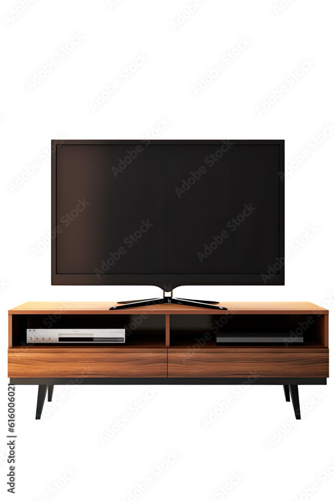 tv stand isolated on a transparent background, generative ai - obrazy, fototapety, plakaty 