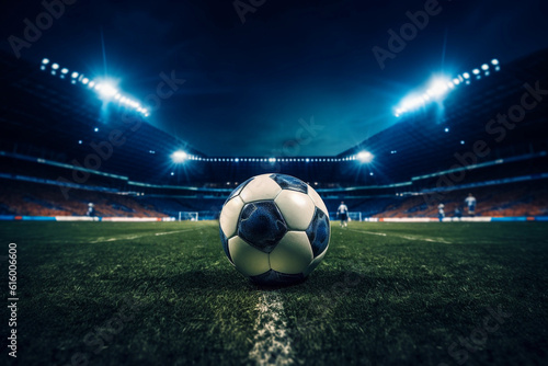 football in the center of the stadium. Generative AI © santima.studio (02)