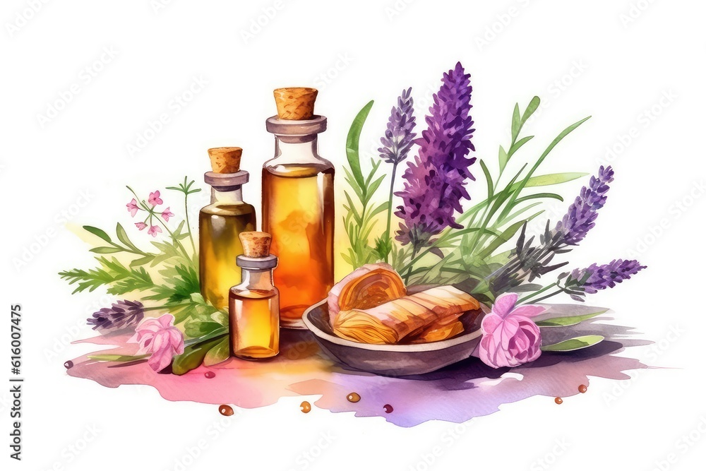 spa still life with oil and lavender