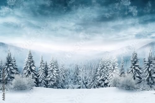 Empty panoramic winter background with copy space © akimtan