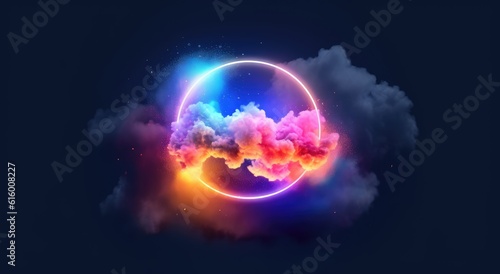 Bright glowing circle and cloud