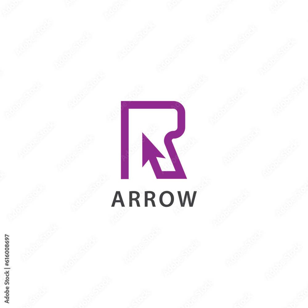 Letter R Arrow icon design logo template, white background Letter R Arrow icon design logo template, white background