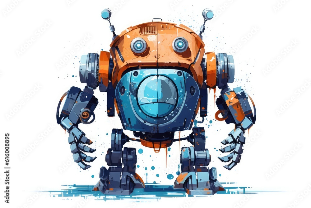 Robotics and Automation illustration on white background. Robotics and Automation illustration on white background.