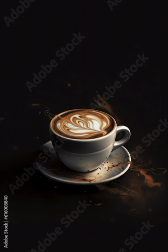 Obraz na płótnie A specialty hot coffe with art design on a table. Generative AI. w salonie