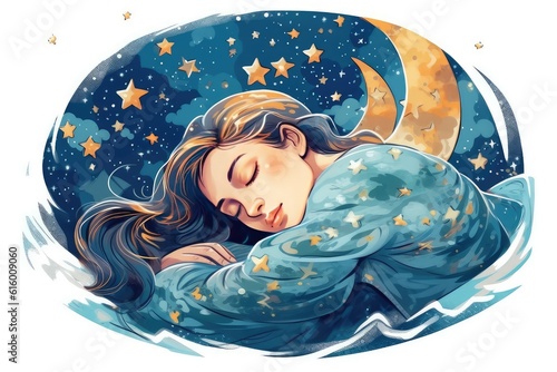 Sleep and Sleep Hygiene illustration on white background.