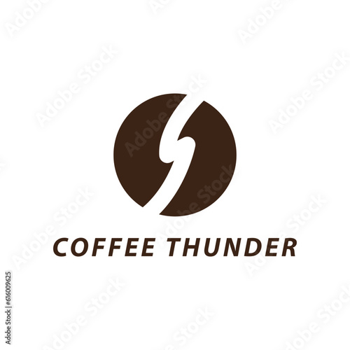 coffee logo dominant lightning coffee brown color  white background
