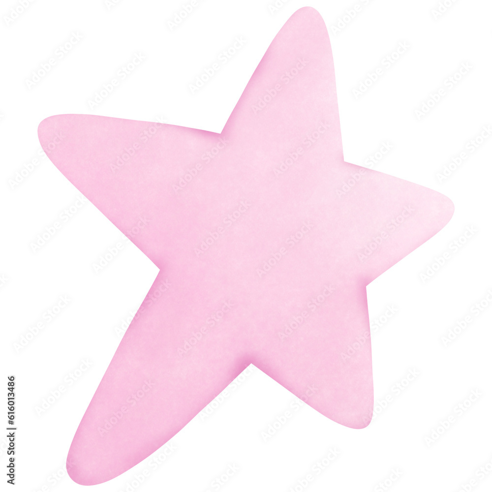 Fototapeta premium Pink Star Watercolor Hand Draw
