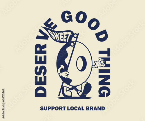 cartoon character of donut Graphic Design for T shirt Street Wear and Urban Style