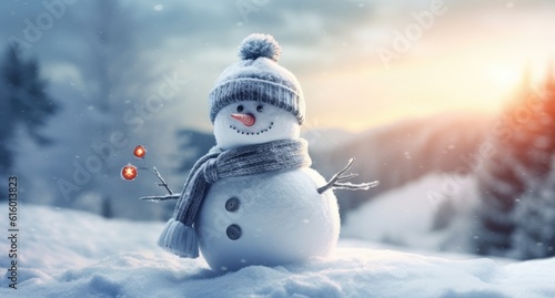 Little snowman in the snow