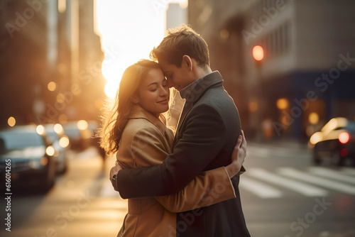 Image of young romantic couple in the city