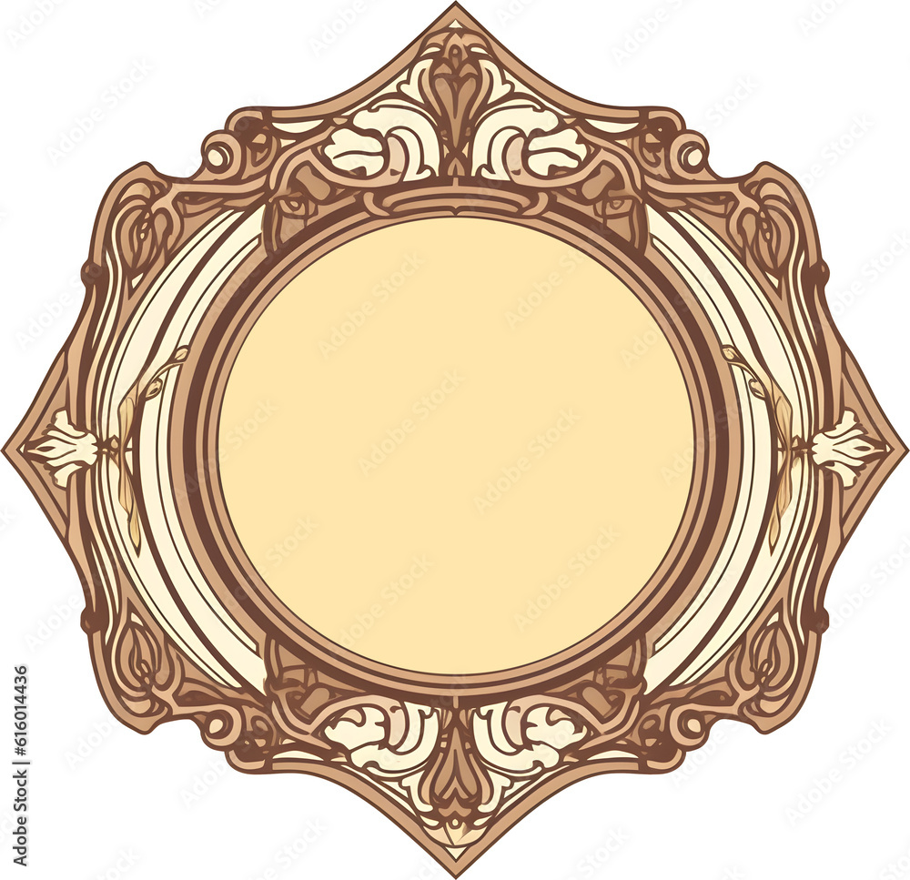 label art nouveau - round, no flowers. Generative AI label art nouveau - round, no flowers. Generative AI