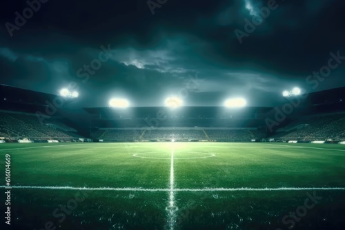 Football field. Dramatic sky © cherezoff