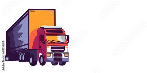 Banner for cargo transportation and cargo transportation. Trucking dump truck tipper truck company banner, copy space, vector illustration