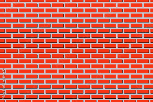 Red brick wall seamless background of vector illustration.