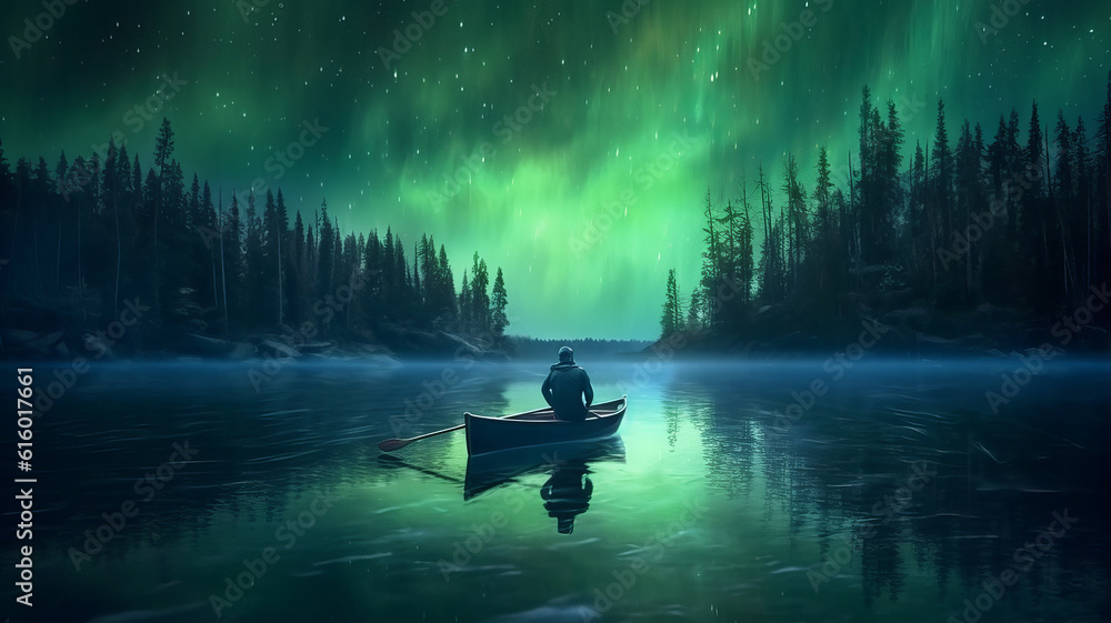 Fototapeta premium northern lights over the lake