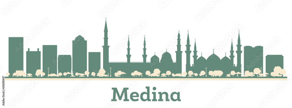Abstract Medina Saudi Arabia City Skyline with Color Buildings.