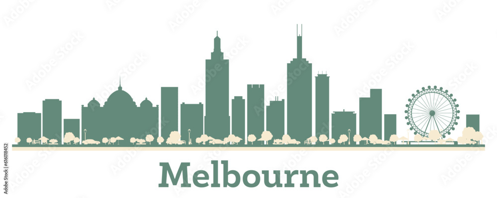 Fototapeta premium Abstract Melbourne Australia City Skyline with Color Buildings.