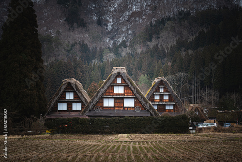 The three houses at Shirakawa-go at daytime photo