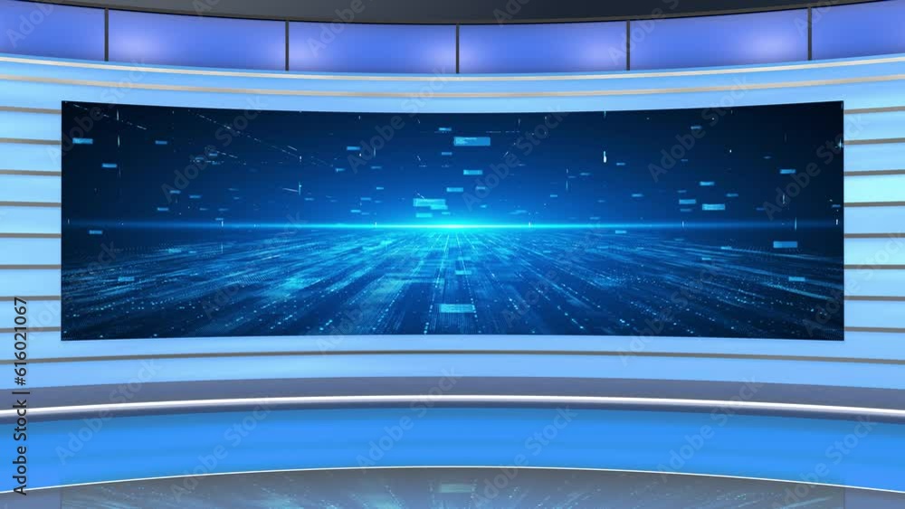 Virtual News Studio.News room.3D Virtual TV Studio News.TV On Wall.3D Virtual News Studio Background