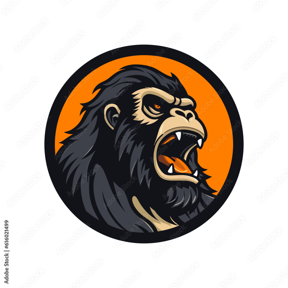 A captivating and powerful howling gorilla vector clip art illustration, showcasing the wild and untamed spirit of the jungle, perfect for primal and intense designs
