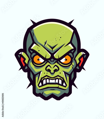 Macabre zombie head portrayed in a chilling vector clip art illustration, showcasing the grotesque nature of the undead