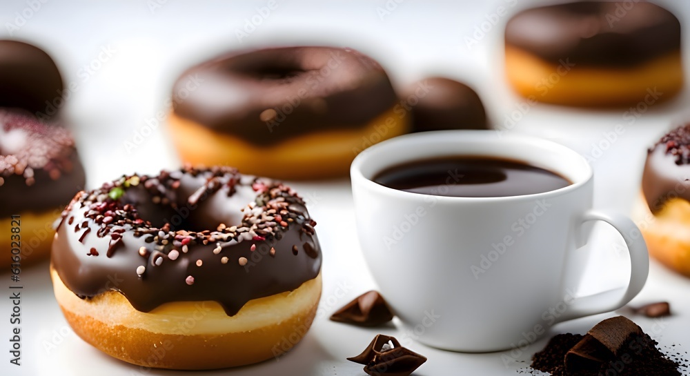 Sweet donuts with coffee. Sweet donuts with coffee.