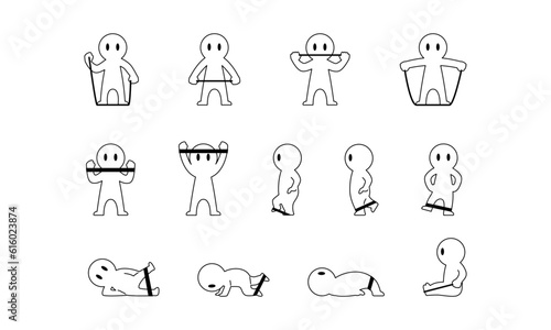 チューブトレーニングキャラクター線画セット