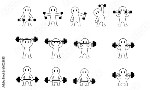 ダンベルキャラクター線画セット