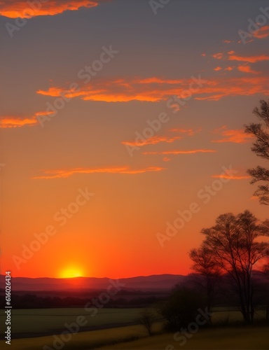 sunset in the forest