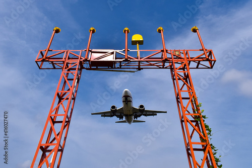 A plane prepare to landing in the airport.
