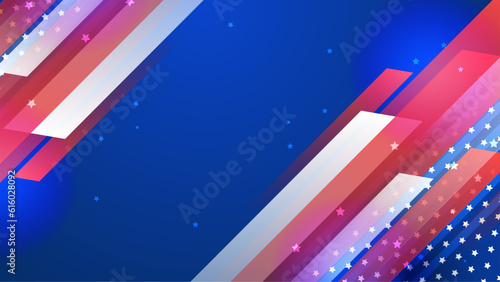 Vector independence day abstract background with elements of the american flag in red and blue colors