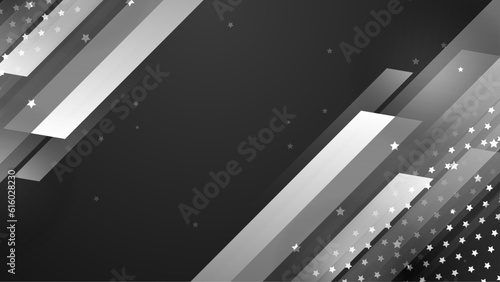 4th of July, American Independence Day. United States national flag abstract grayscale geometric vector banner