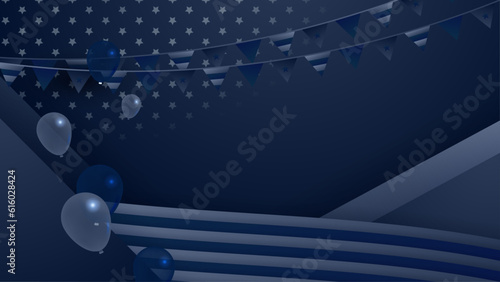 Vector independence day abstract background with elements of the american flag in drak blue colors