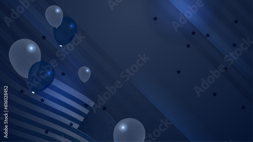 Vector independence day abstract background with elements of the american flag in drak blue colors