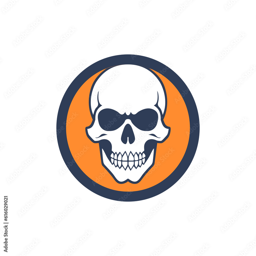simple skull shape orange background logo vector illustration template design simple skull shape orange background logo vector illustration template design