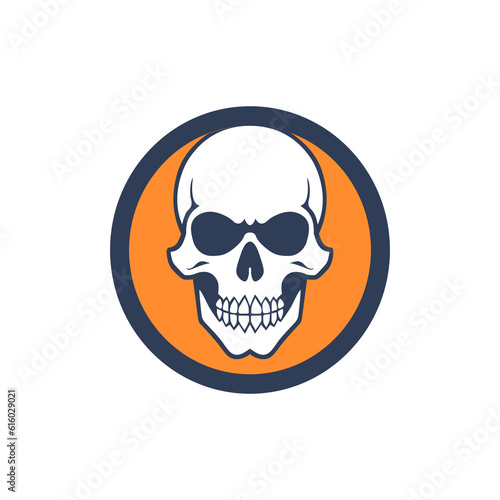 simple skull shape orange background logo vector illustration template design