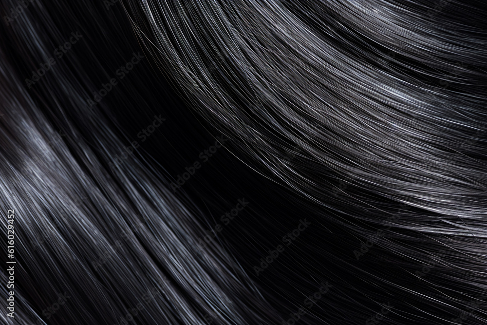 close up texture of beautiful shiny black hair created with AI generative tools close up texture of beautiful shiny black hair created with AI generative tools