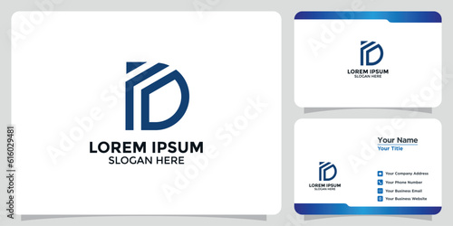 letter D logo design and business card