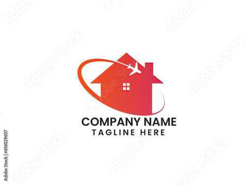 Travel house logo. Plane home logo. Cloud. Sky house. Business. Modern. Tour. Premium travel logo design. Templet