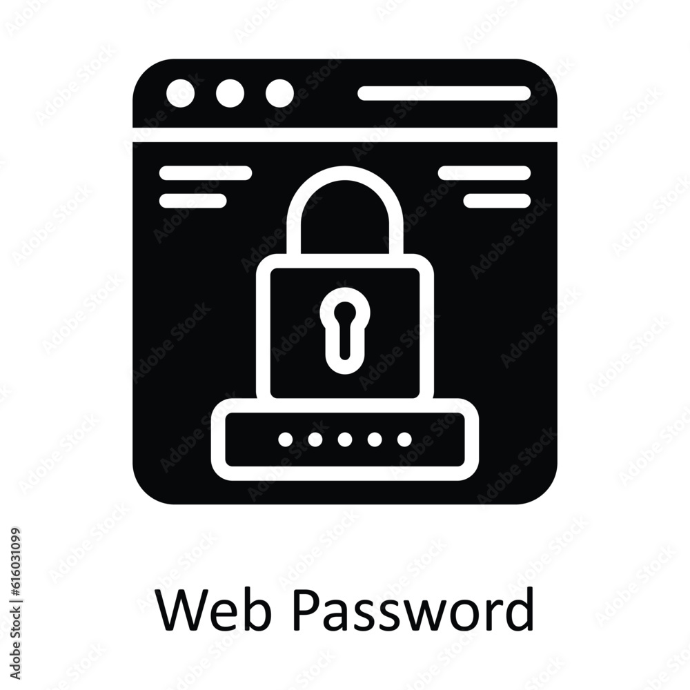 Web Password Vector  solid Icon Design illustration. Cyber security  Symbol on White background EPS 10 File
