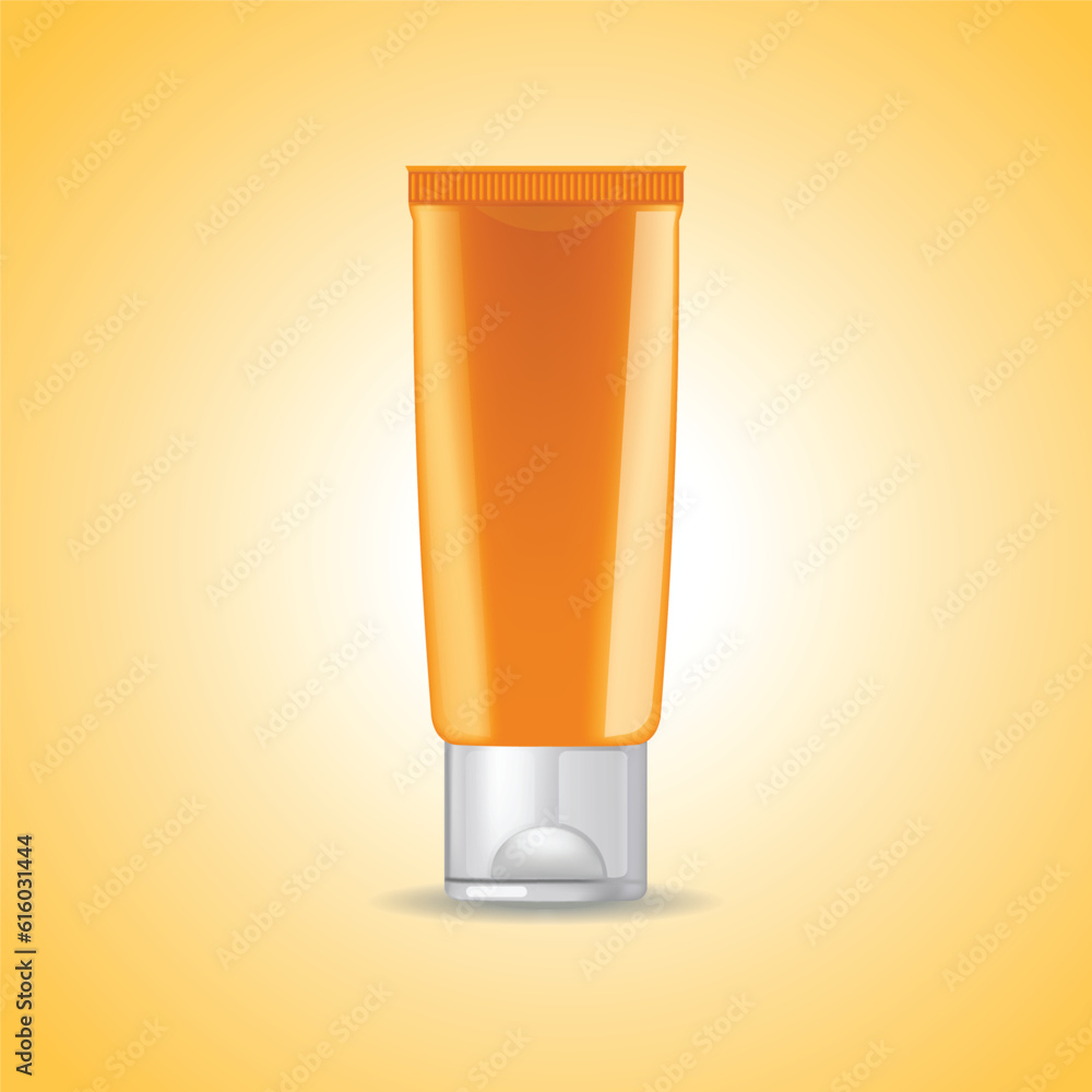 Cream Bottle Template, Isolated On Orange White Background. Cream Bottle Template, Isolated On Orange White Background.