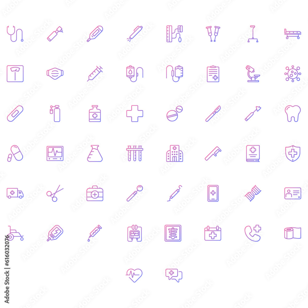 Vector of Medical Icon Set Gradient. Perfect for user interface, new application. Vector of Medical Icon Set Gradient. Perfect for user interface, new application.