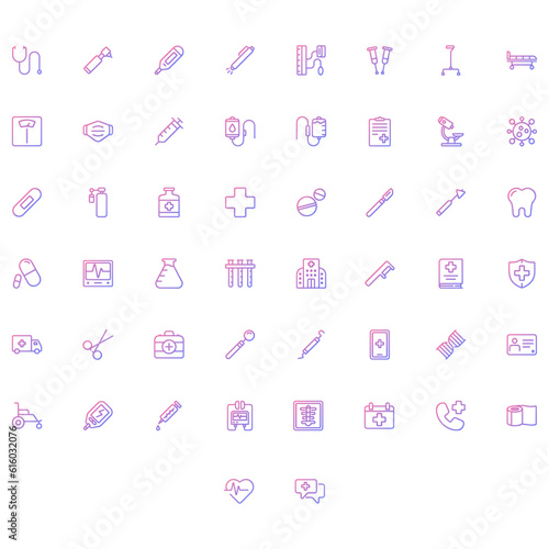 Vector of Medical Icon Set Gradient. Perfect for user interface, new application.